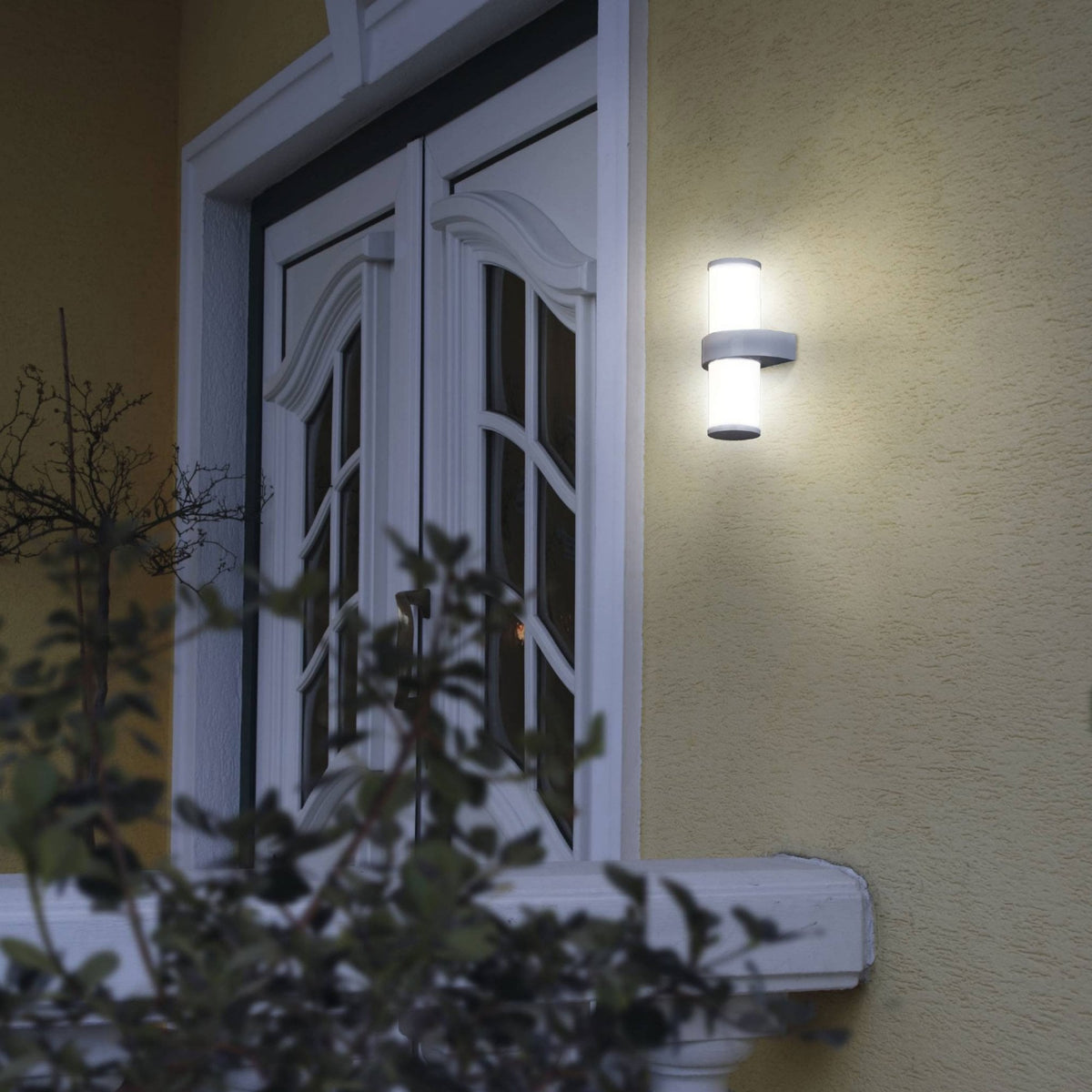 Beverly IP44 Exterior Wall Light in Stainless Steel & Satin Glass
