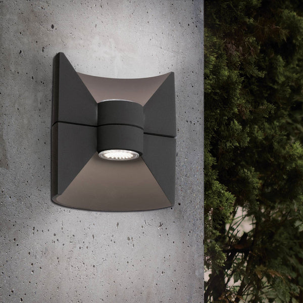 Redondo Black Cube LED Exterior Up and Down Wall Light