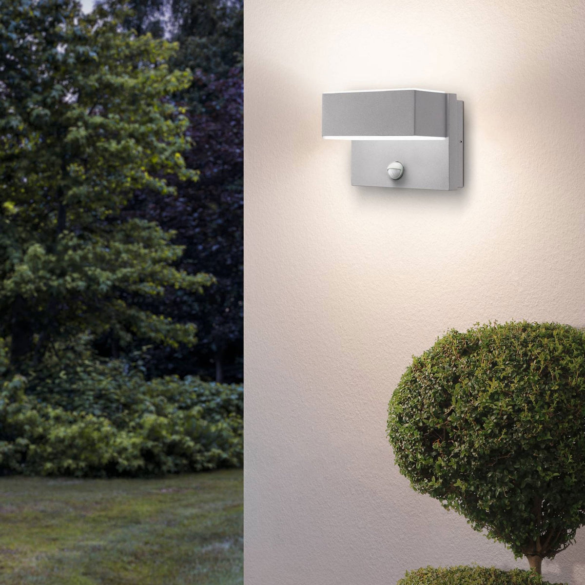 Azzinano Exterior PIR Wall Light in Silver