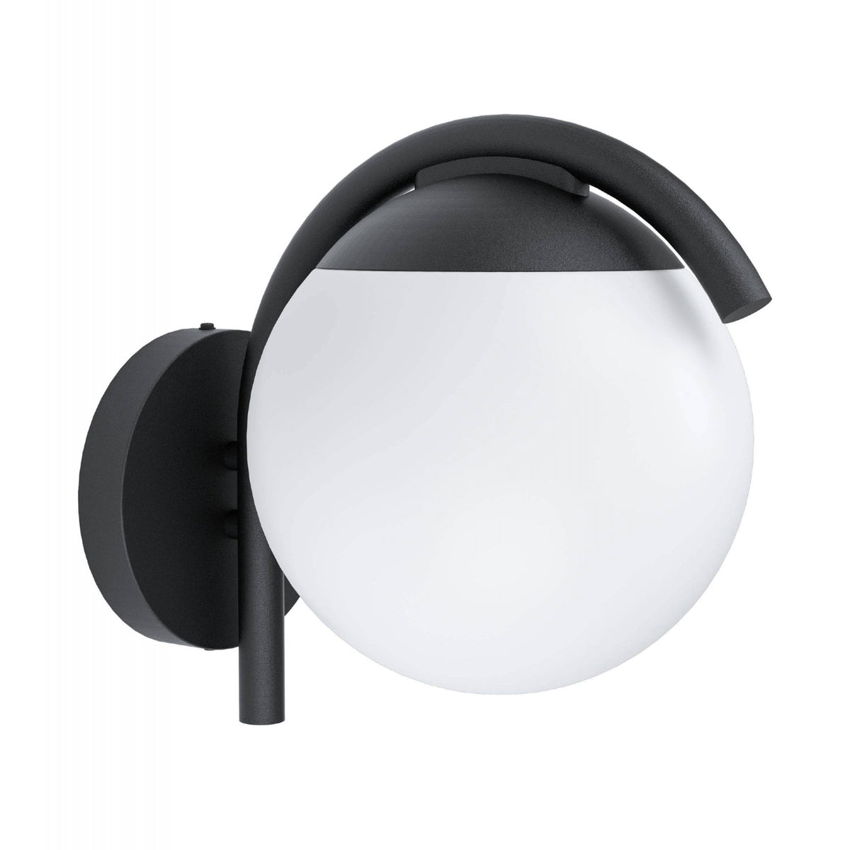 Prata Vecchia IP44 Exterior Wall Light in Black with White Diffuser
