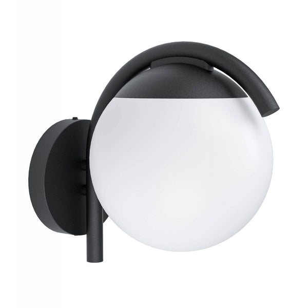 Prata Vecchia IP44 Exterior Wall Light in Black with White Diffuser