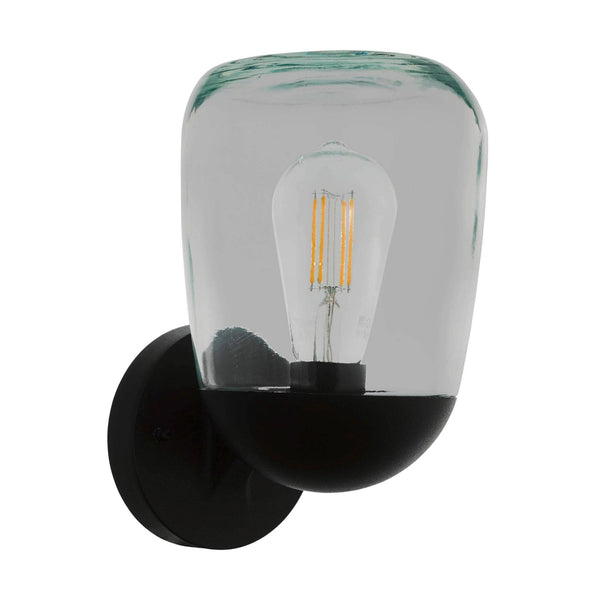 Donatori IP44 Exterior Wall Light in Black with Clear Glass Diffuser