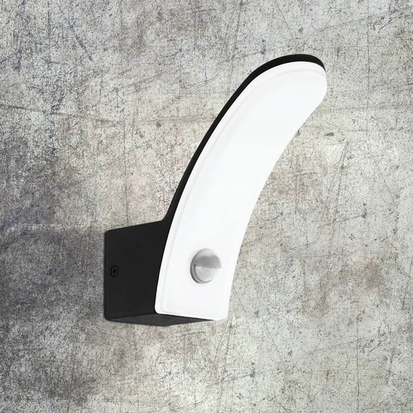 Fiumicino LED IP44 Outdoor PIR Sensor Wall Light in Black