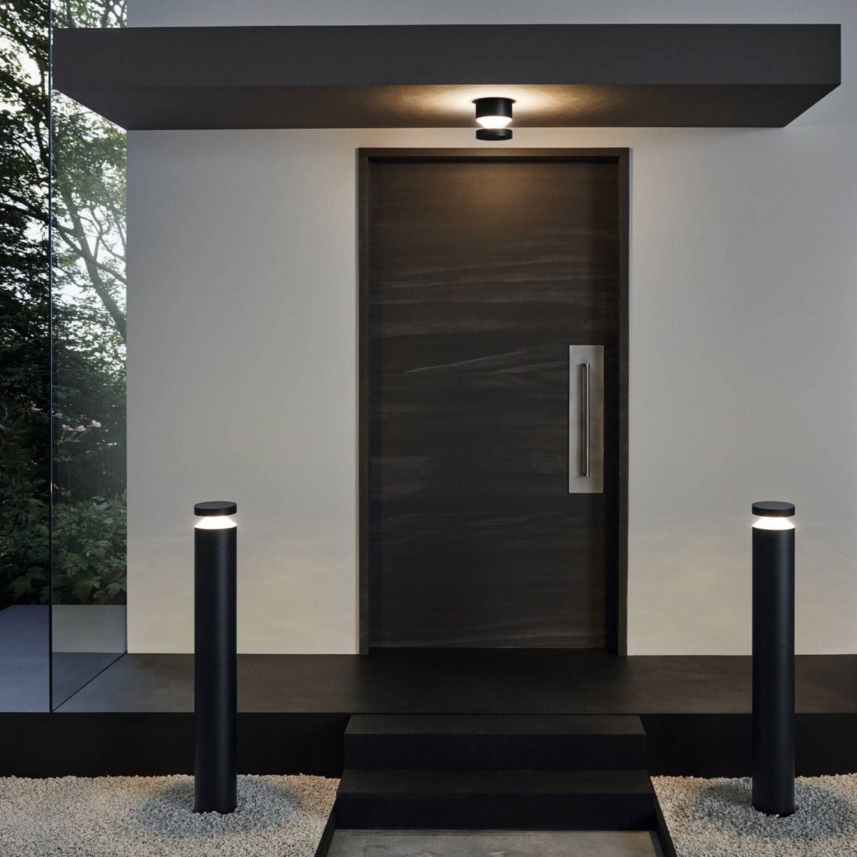 Melzo LED IP44 Outdoor Wall or Ceiling Light in Black