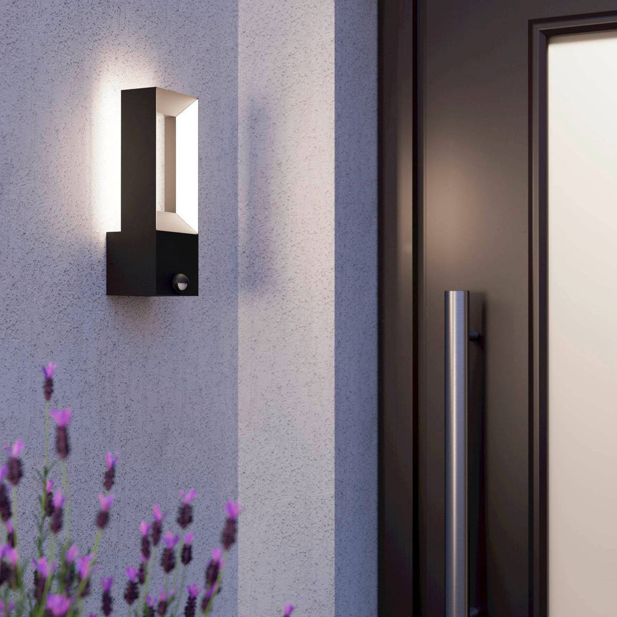 Riforano PIR IP44 LED Exterior Wall Light in Black