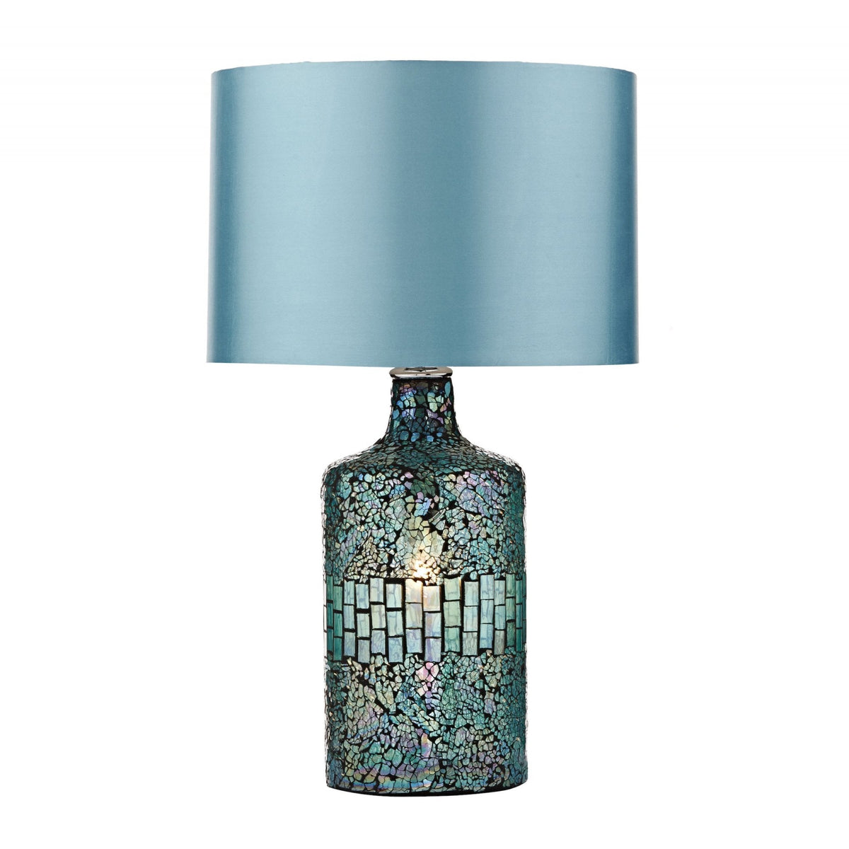 Guru Dual Source Mosaic Table Lamp In Blue With Light Blue Shade