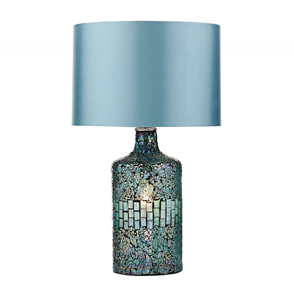 Guru Dual Source Mosaic Table Lamp In Blue With Light Blue Shade