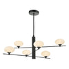 Jasper 6 Light Pendant In Matt Black With Opal Glass Shades