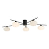 Jasper 5 Light Semi Flush Ceiling Light In Matt Black With Opal Glass Shades