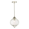 Mya Single Pendant With Polished Nickel Ribbed Glass Shade