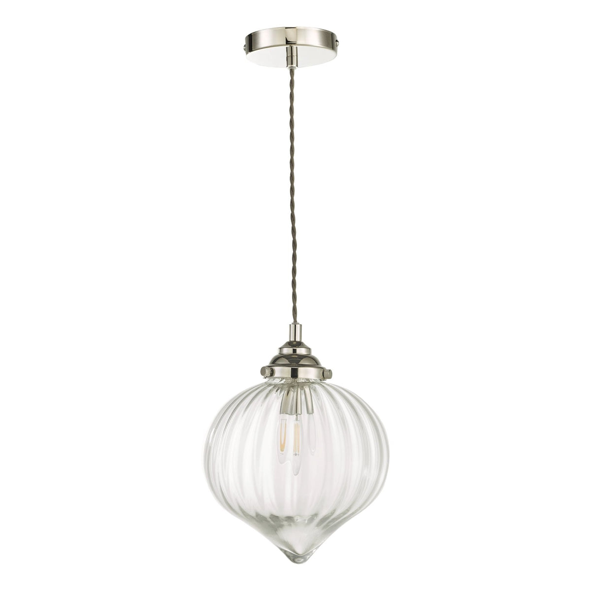 Mya Single Pendant With Polished Nickel Ribbed Glass Shade