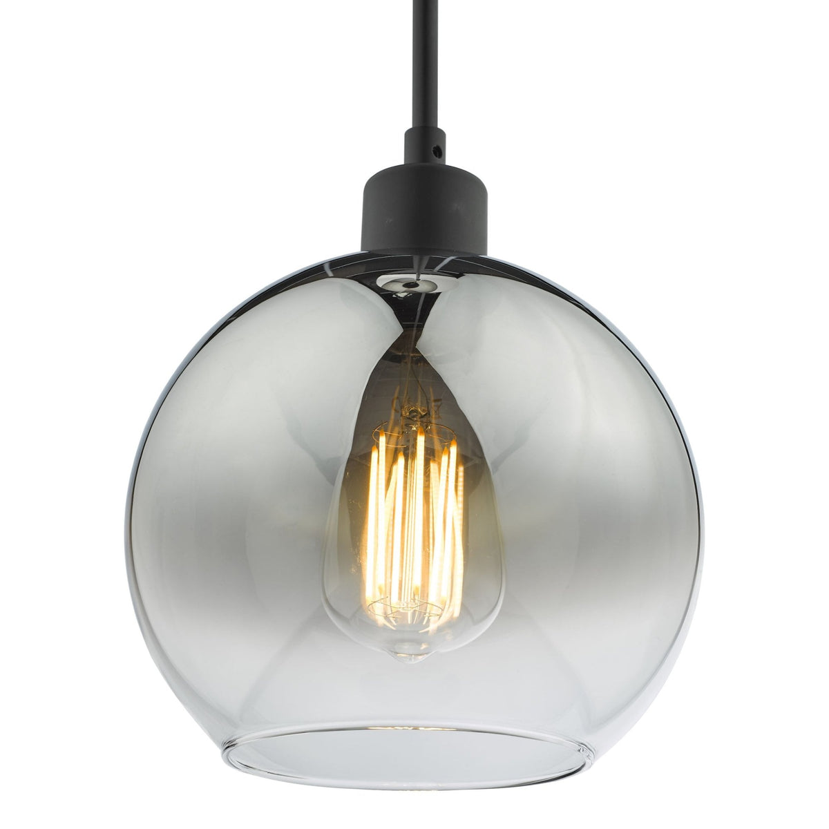 Lycia Single Pendant In Matt Black With Ombre Smoked Glass Shade