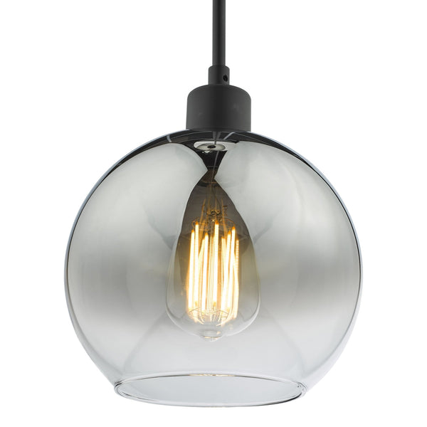 Lycia Single Pendant In Matt Black With Ombre Smoked Glass Shade