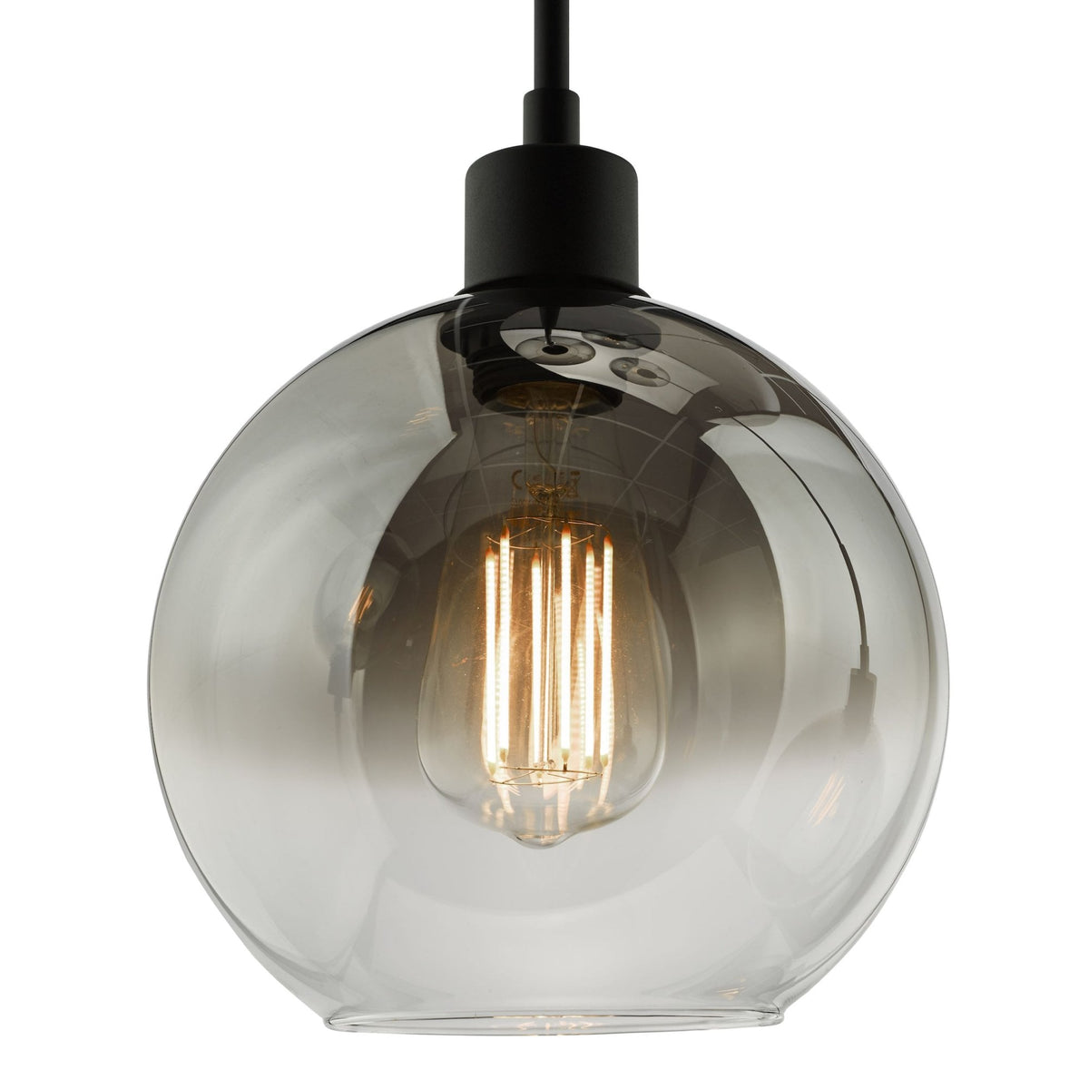 Lycia 3 Light Cluster Pendant In Matt Black With Ombre Smoked Glass Shades