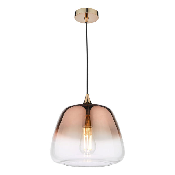 Klaxon Single Pendant In Copper With Ombre Copper Glass Shade