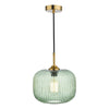 Demarius Single Pendant In Bronze With Green Ribbed Glass Shade