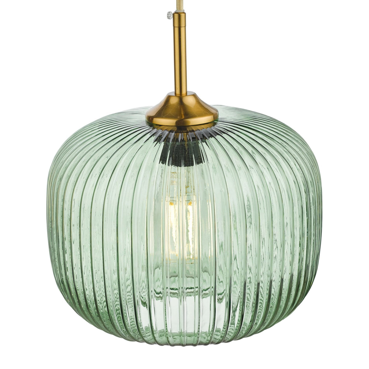 Demarius Single Pendant In Bronze With Green Ribbed Glass Shade