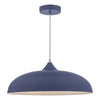 Kaelan Single Pendant In Matt Blue With Polished Chrome Detail