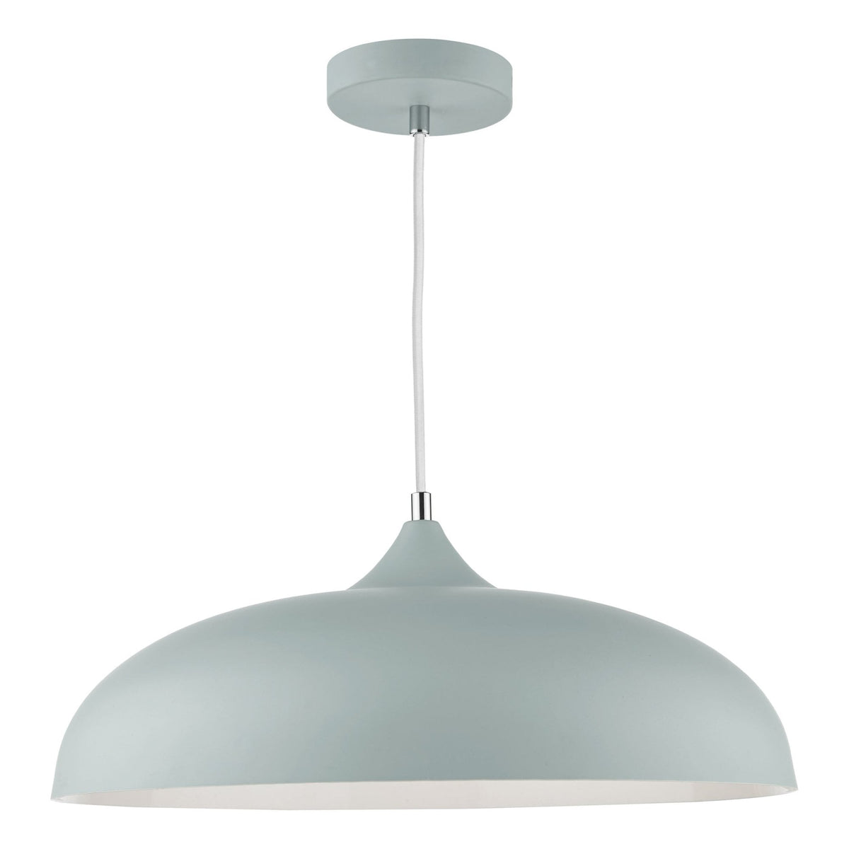 Kaelan Single Pendant In Matt Grey With Polished Chrome Detail