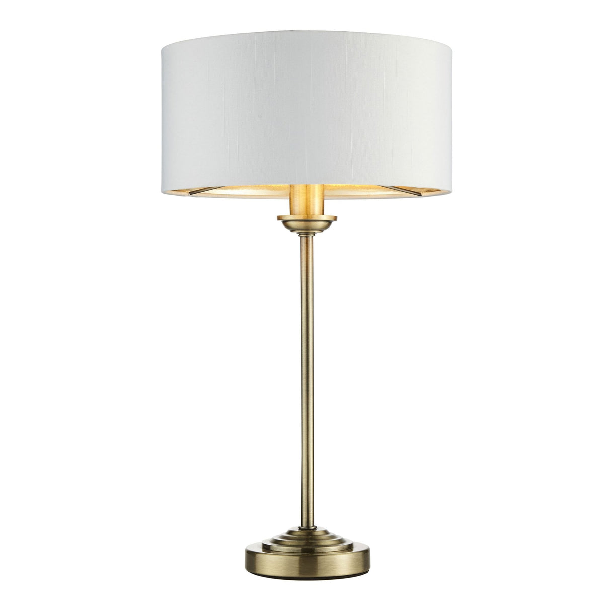 Highclere Single Table Lamp in Antique Brass with Vintage White Shade