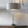 Highclere Single Table Lamp in Brushed Chrome with Natural Linen Shade