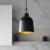 Lazenby Single Pendant in Matt Black with an Aged Pewter Inner Shade