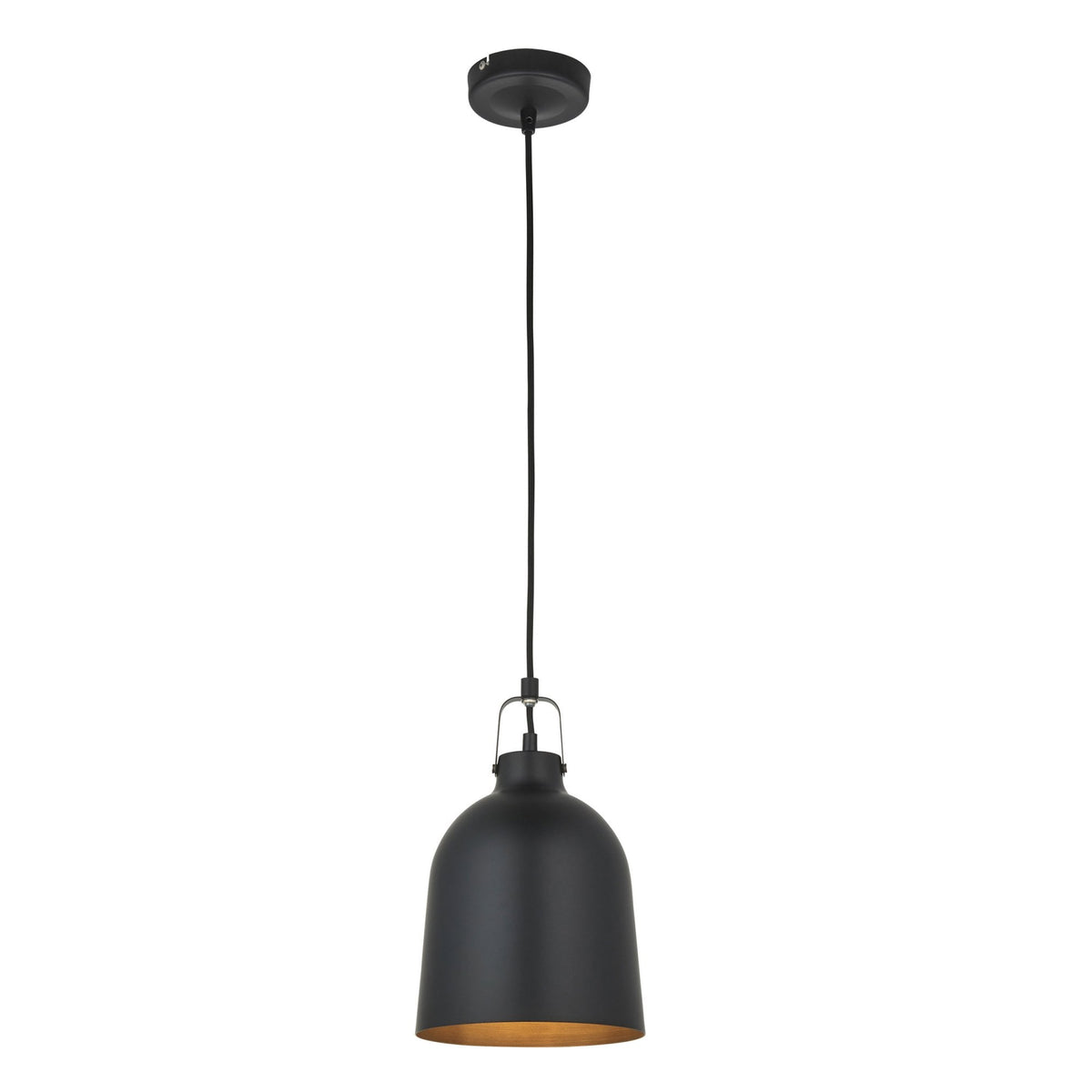 Lazenby Single Pendant in Matt Black with an Aged Pewter Inner Shade