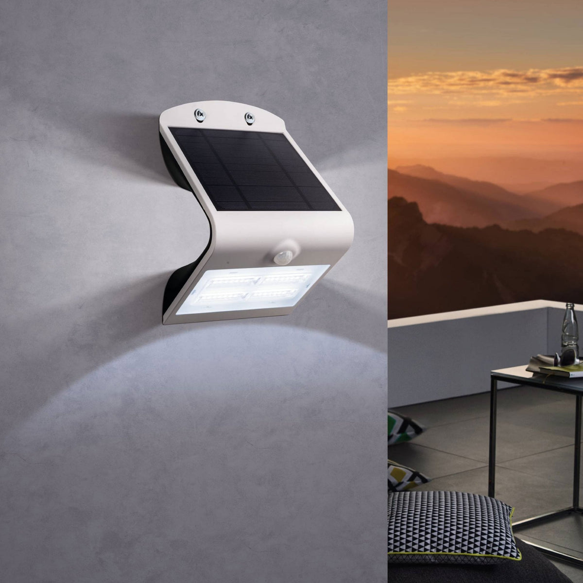 Lamozzo Solar Multifunction PIR Motion Sensor Outdoor LED Light in White