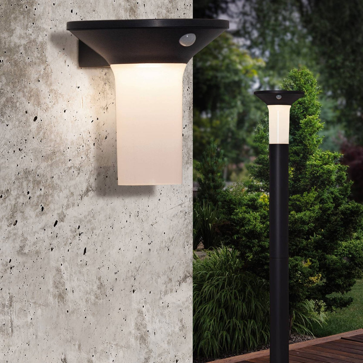 Corbezzola Solar PIR LED Dusk to Dawn Wall Light in Graphite