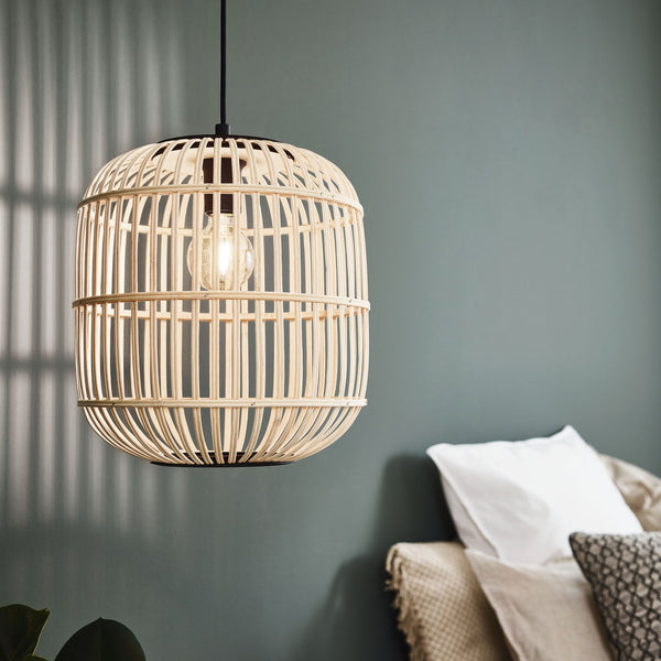 Bordesley 350mm Single Pendant with Natural Bamboo Lampshade