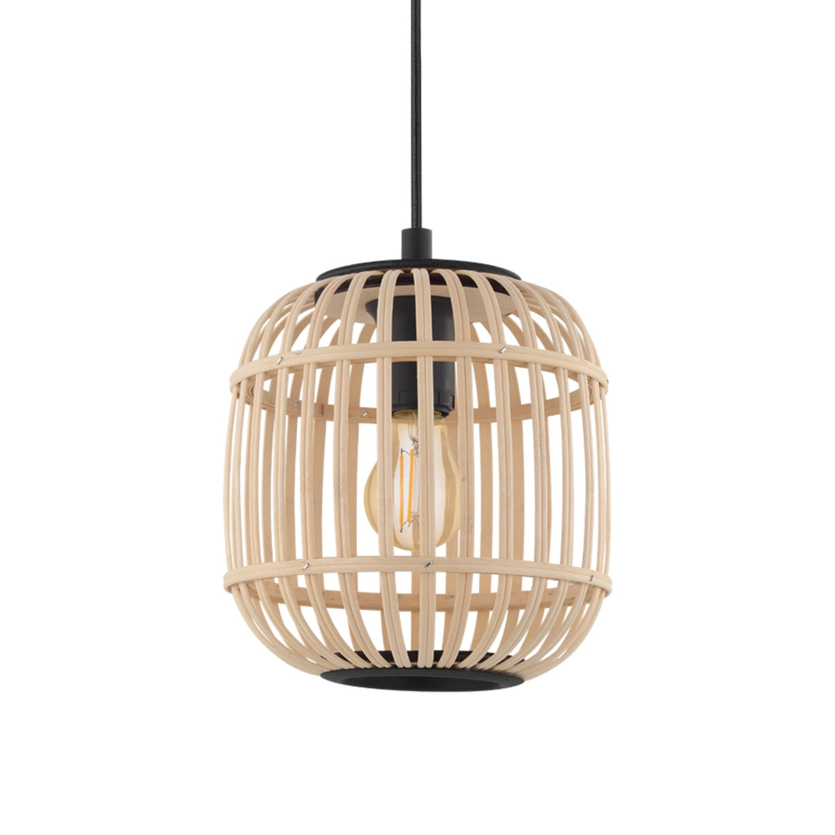 Bordesley 210mm Single Pendant with Natural Bamboo Lampshade