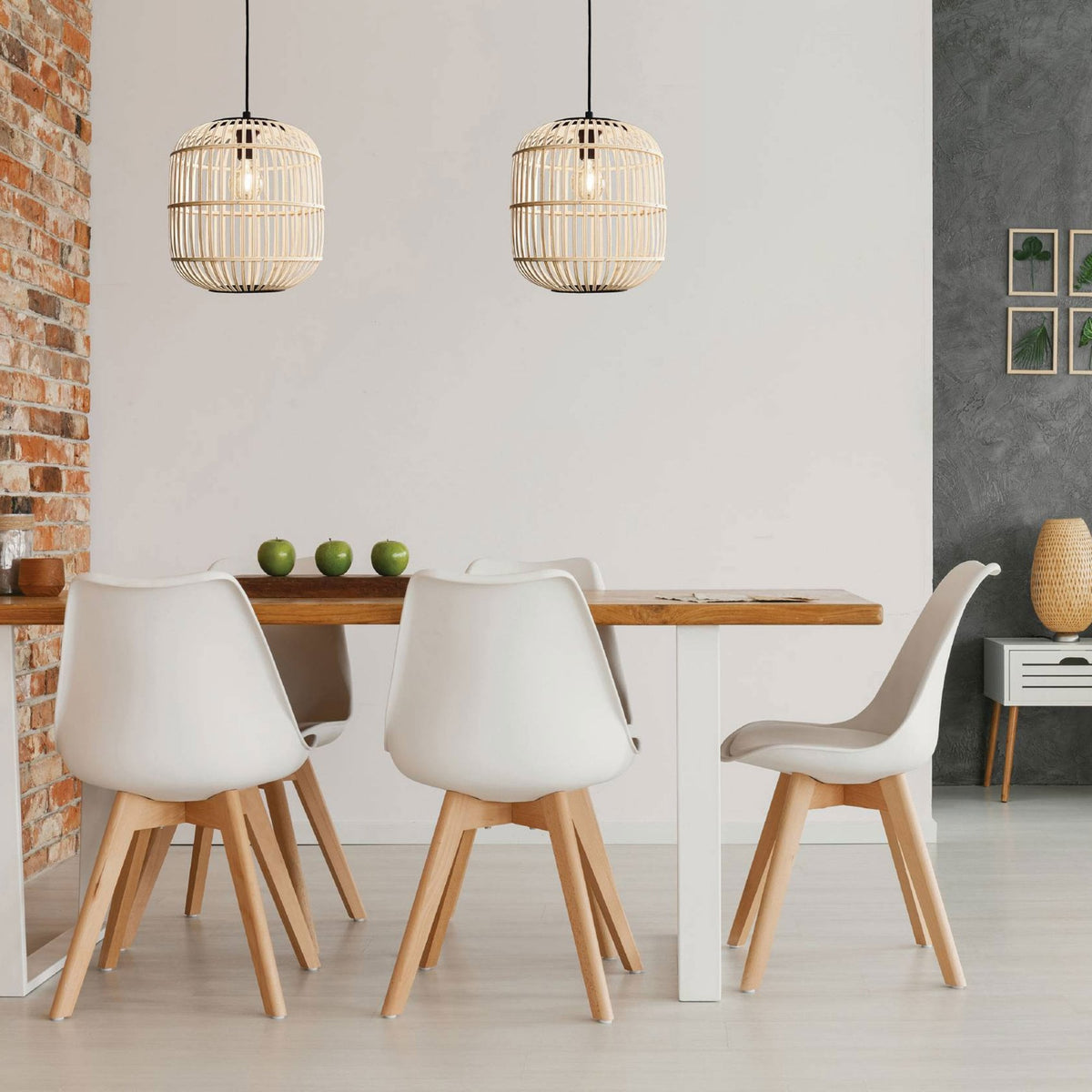 Bordesley 210mm Single Pendant with Natural Bamboo Lampshade