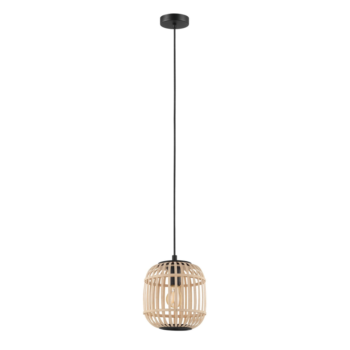 Bordesley 210mm Single Pendant with Natural Bamboo Lampshade