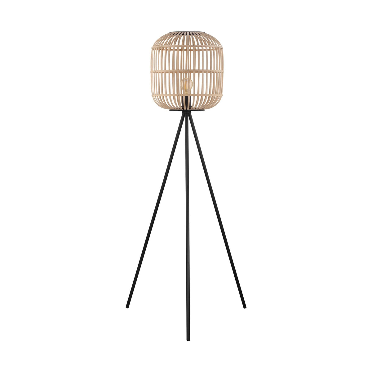 Bordesley Tripod Floor Lamp with Natural Bamboo Lampshade