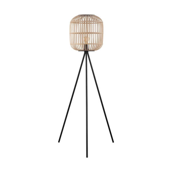 Bordesley Tripod Floor Lamp with Natural Bamboo Lampshade