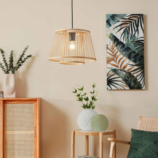 Hykeham 380mm Single Pendant with Natural Bamboo Lampshade