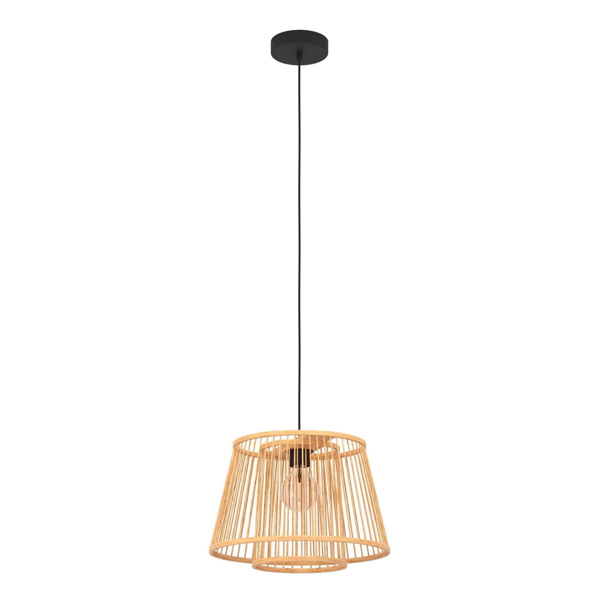 Hykeham 380mm Single Pendant with Natural Bamboo Lampshade