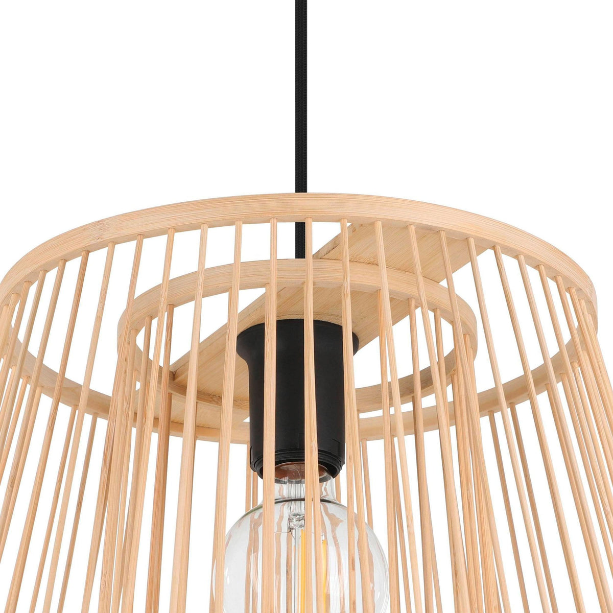 Hykeham 380mm Single Pendant with Natural Bamboo Lampshade