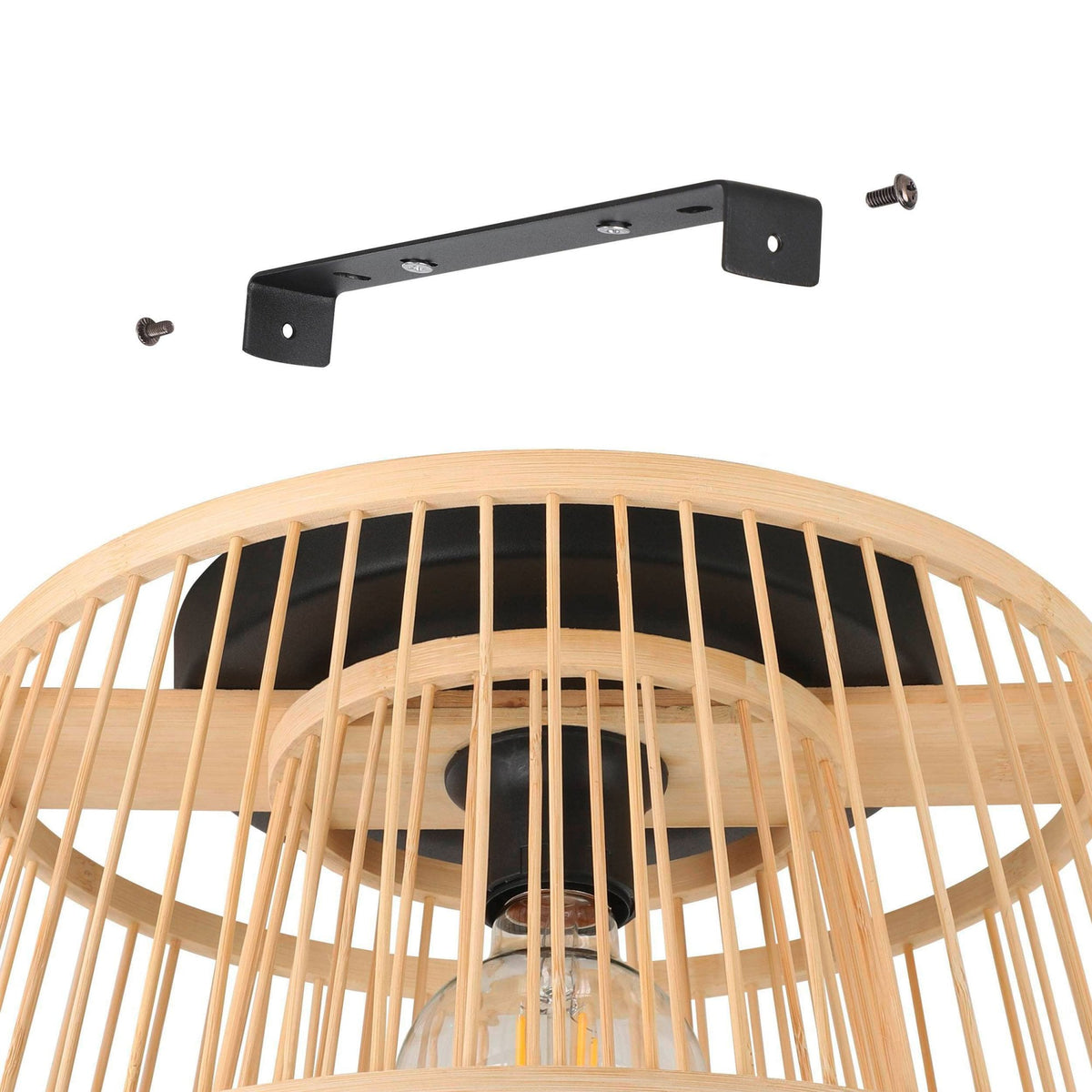 Hykeham Ceiling Light with Natural Bamboo Lampshade