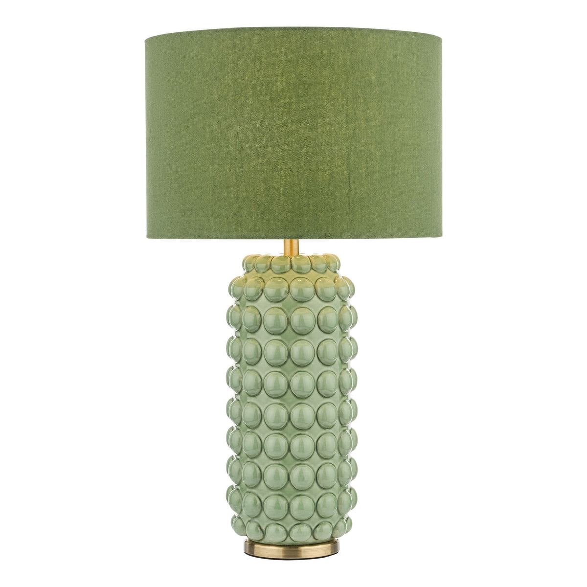 Etzel Ceramic Table Lamp In Green With Green Linen Shade