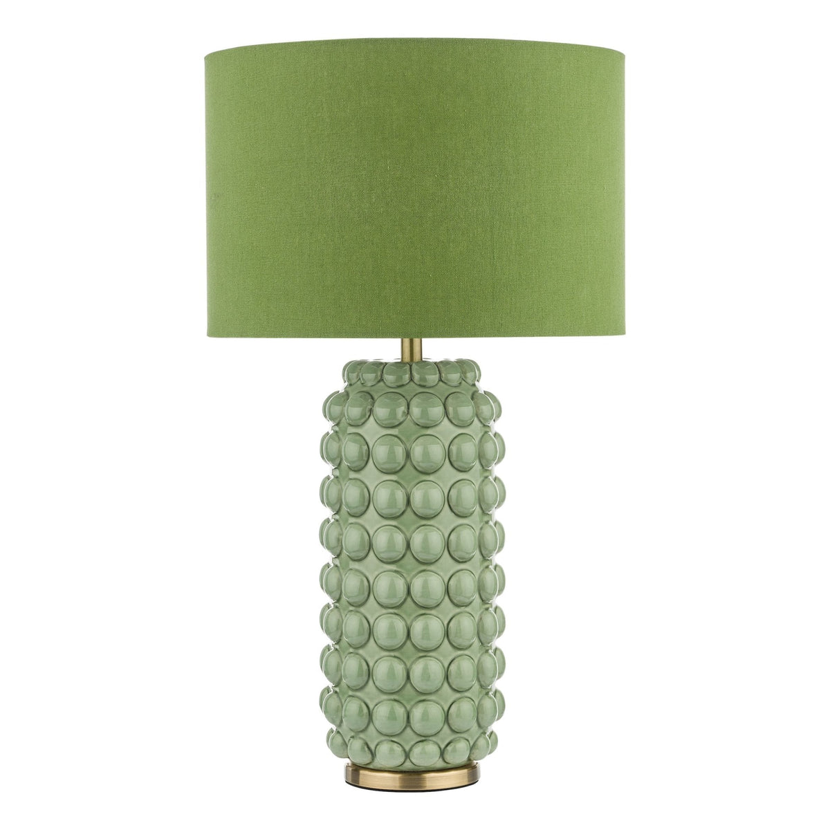 Etzel Ceramic Table Lamp In Green With Green Linen Shade