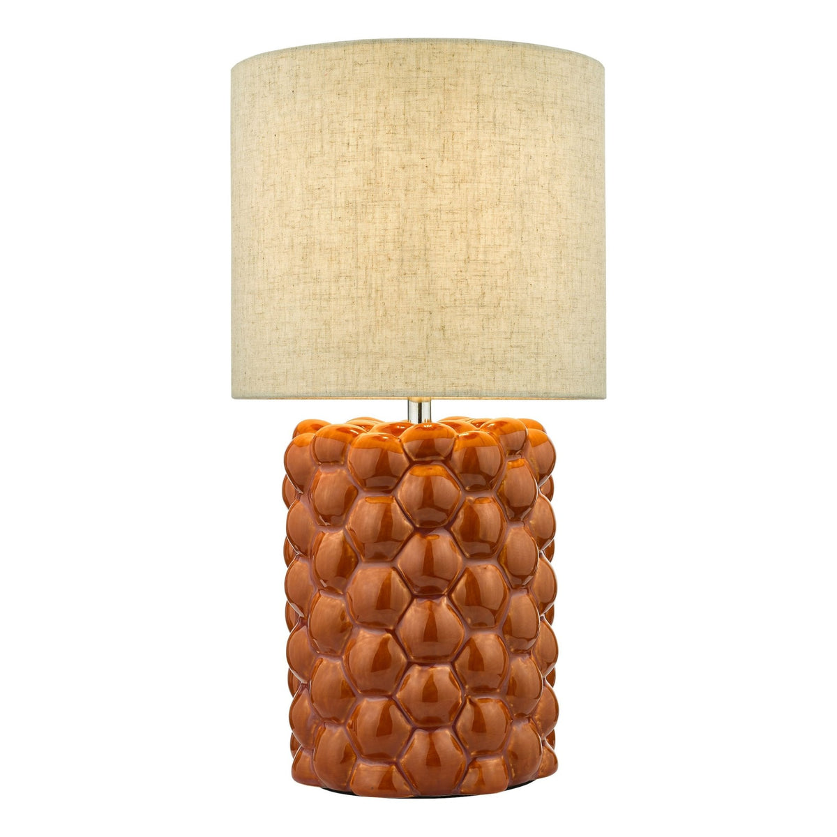 Jayden Ceramic Table Lamp In Orange With Natural Linen Shade