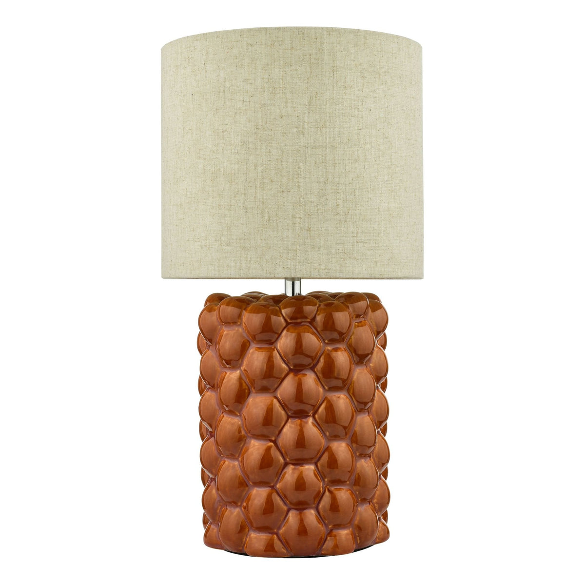 Jayden Ceramic Table Lamp In Orange With Natural Linen Shade