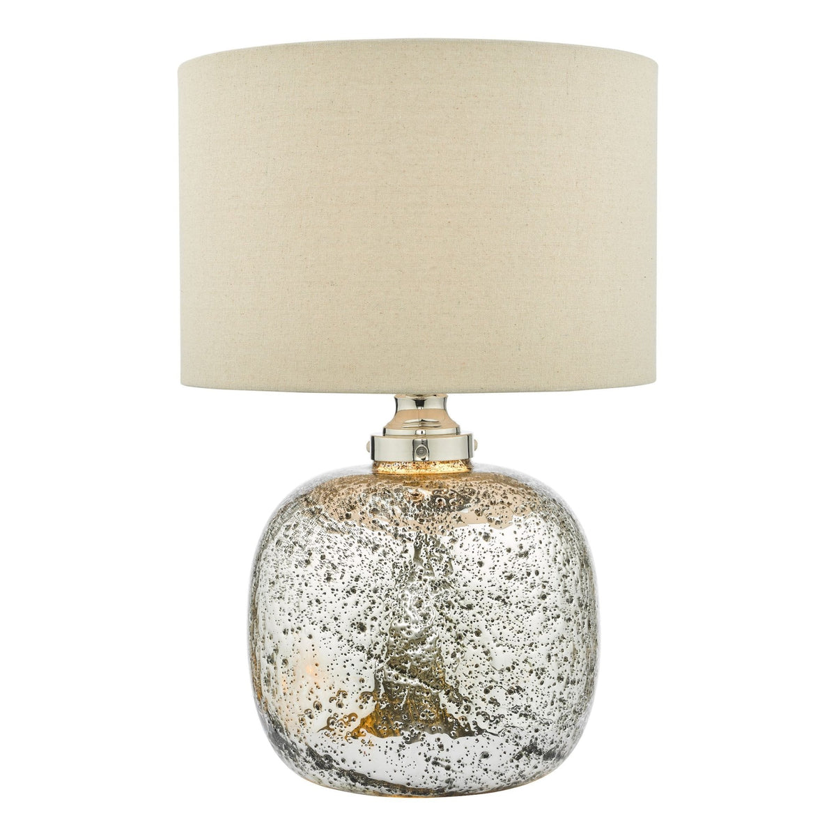 Lava Dual Source Volcanic Glass Table Lamp With Natural Linen Shade