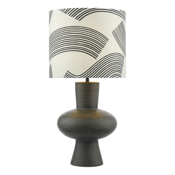 Miho Table Lamp In Black & Bronze With Linen Shade