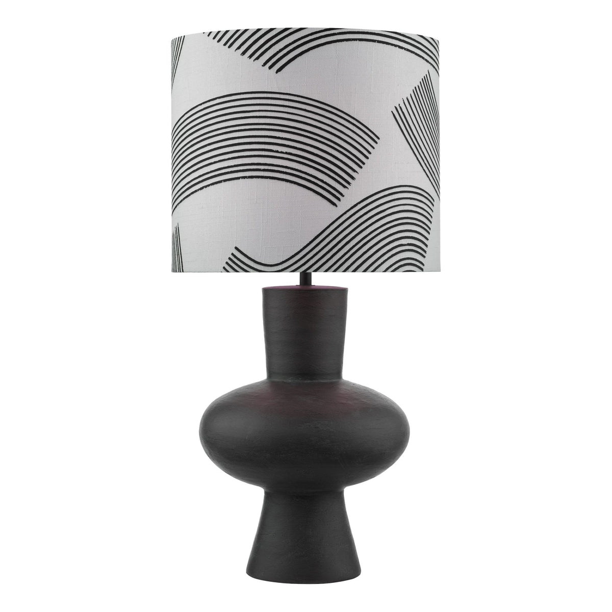 Miho Table Lamp In Black & Bronze With Linen Shade