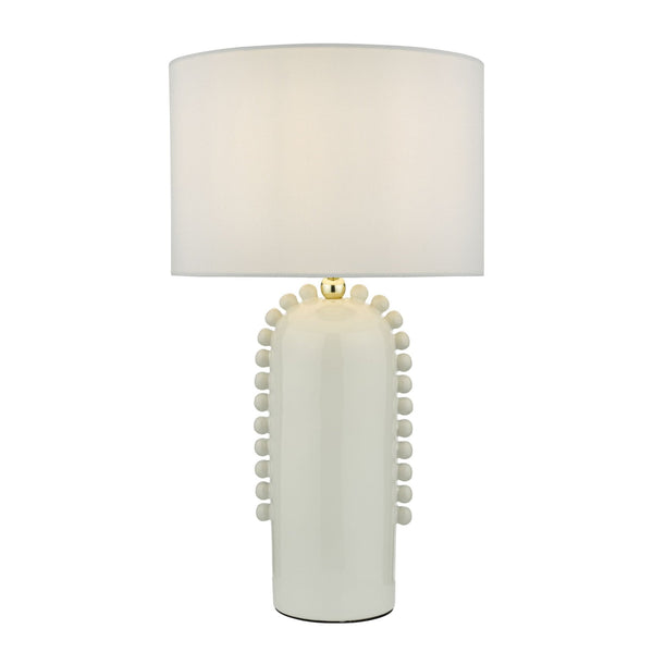 Dolce Ceramic Table Lamp In White With Ivory Cotton Shade