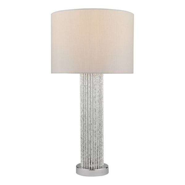Lazio Table Lamp In Chrome With Grey Faux Silk Shade