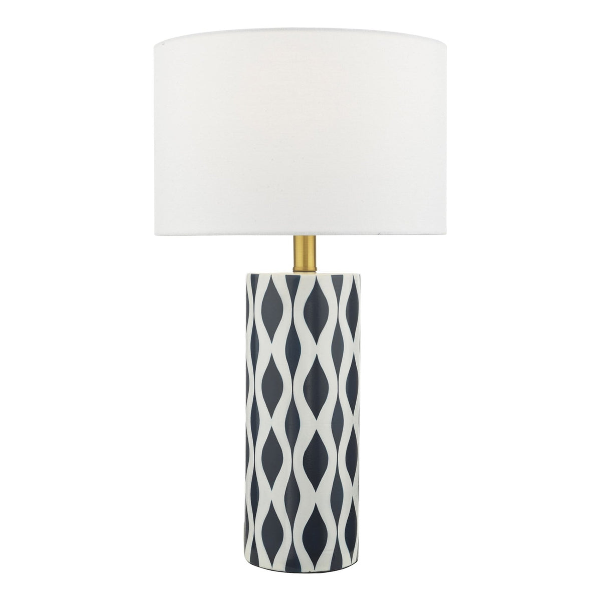 Weylin Ceramic Table Lamp In White & Blue With White Shade