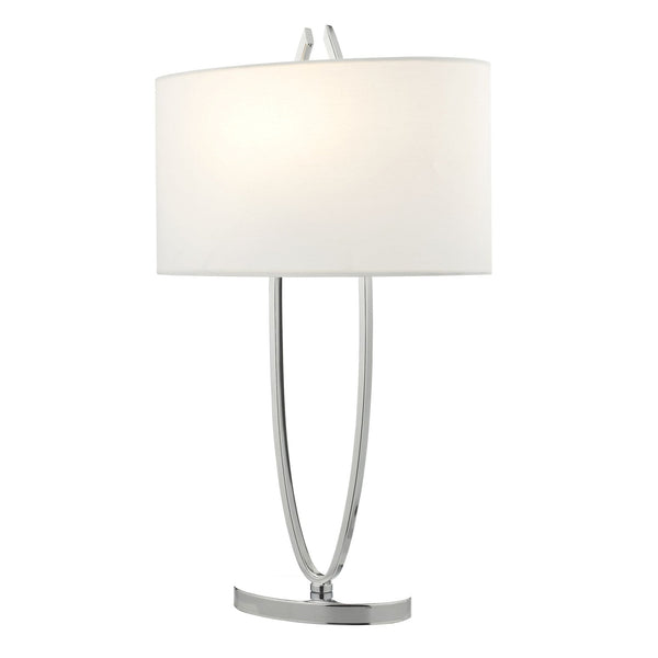 Utara Table Lamp In Polished Chrome With Ivory Shade